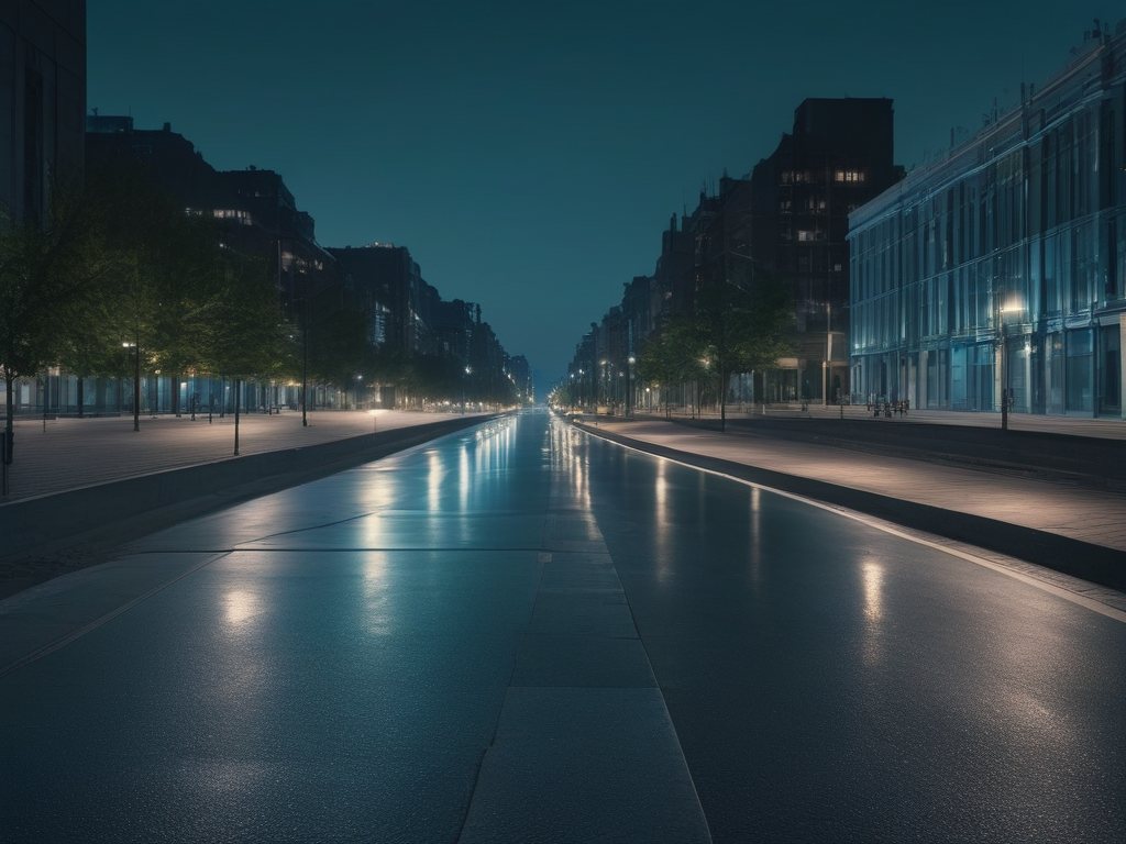 Rue de ville au crépuscule
